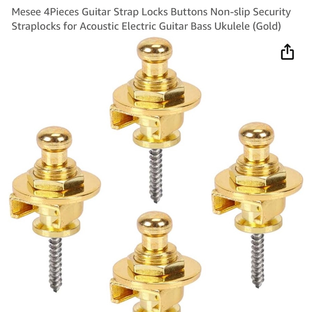 NEw 4Pieces Guitar Strap Locks Buttons Non-slip Security Straplocks Guitar Gold